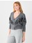 Gri Uzun Kollu Taş Işlemeli Düğmeli Triko Hırka 3