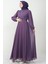 Önü Çapraz Şifon Elbise Koyu Lila 3