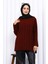 Bordo Yan Yırtmaçlı Fitilli Triko Tunik 3