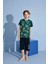 Erkek Çocuk Kaplan T-Shirt Bermuda Alt Penye Süprem Bisiklet Yaka Orta Kalın Pijama TAKIMI-3975 1