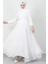 Önü Çapraz Şifon Elbise Beyaz 3