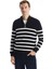 Yeni Sezon Dik Yaka Uzun Kollu Çizgili Erkek Triko Kazak 1