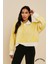 Kadın Baklava Desen Limon Sarısı Oversize Triko Kazak 1