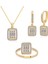 Baget Taşlı Altın Kaplama Üçlü Gümüş Set 1