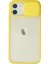 Iphone 12 Kılıf Palm Buzlu Kamera Sürgülü Silikon - Sarı 1