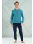 Erkek Interlok Penye Uzun Kol Pijama Takımı 2222 Petrol 1