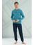 Erkek Interlok Penye Uzun Kol Pijama Takımı 2222 Petrol 4