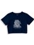 The Ear, The Skull & The Pipe Crop Tişört - Lacivert 1