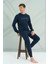 Erkek Interlok Penye Uzun Kol Pijama Takımı 2221 Lacivert 1