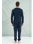 Erkek Interlok Penye Uzun Kol Pijama Takımı 2221 Lacivert 2