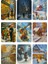9 Adet Simli Kartpostal Seti Yılbaşı Yeniyıl Manzara Nostalji Postacı Model -3 1