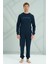 Erkek Interlok Penye Uzun Kol Pijama Takımı 2221 Lacivert 3