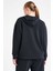 25N-2103 Kadın Fermuarlı Kapüşonlu Sweatshirt - Siyah 5