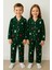 Yılbaşı Desenli Yeşil Renk Unisex Çocuk Pijama Takımı 1