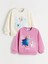 Yeni Sezon Bisiklet Yaka Elsa Baskılı Kız Çocuk Sweatshirt 2'li 1