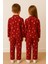 Yılbaşı Desenli Kırmızı Renk Unisex Çocuk Pijama Takımı 2