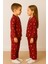 Yılbaşı Desenli Kırmızı Renk Unisex Çocuk Pijama Takımı 3