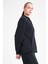 25N-2103 Kadın Fermuarlı Kapüşonlu Sweatshirt - Siyah 3