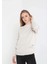 Unisex Uzun Kol Biskilet Yaka Dokuma Triko - Bej 1