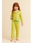Kız Çocuk Çiçekli Pijama Takımı Hardal 3