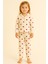 Kız Çocuk Kalpli Pijama Takımı Ekru 2