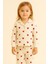 Kız Çocuk Kalpli Pijama Takımı Ekru 3