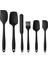 Silikon Mutfak Yardımcısı, 6 Adet Silikon Spatula, Çorba Kaşığı, Fırın Fırçası, Spatula, Isıya Dayanıklı ve Yapışmaz, Paslanmaz Çelik ve Dikişsiz Tek Parça Tasarım (Siyah) 1