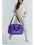 Mor Yazı Detaylı Fermuarlı Kadın El ve Omuz Valiz Çantası 2