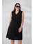 Kadın Büyük Beden 1111031 Önü Düğmeli Kolsuz Elbise Siyah 1