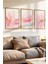 3 Parça Pembe Çiçek Temalı Ahşap Çerçeve Görünümlü Mdf Tablo Seti 1