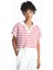 Yeni Sezon Polo Yaka Çizgili Kısa Kollu Oversize Kadın Crop 1