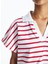Yeni Sezon Polo Yaka Çizgili Kısa Kollu Oversize Kadın Crop 5