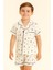 Çocuk Seageo Yelken Desenli Düğmeli Şortlu Pijama Takımı Ekru 5
