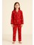 Kız Çocuk Teddy Desenli Yılbaşı Temalı Pijama Takımı Kırmızı 3