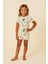 Kız Çocuk Safari Desenli Şortlu Pijama Takımı Ekru 4