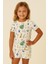Kız Çocuk Safari Desenli Şortlu Pijama Takımı Ekru 5