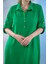 Kadın Büyük Beden Düğme Detaylı Yeşil Elbise 4