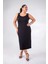 Kadın Büyük Beden 1111087 Kolsuz Düğmeli Elbise Siyah 1