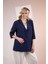 Kadın Büyük Beden Cepli Lacivert Ceket 2