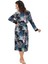 Kadın Lacivert Desenli Sabahlık (Büyük Beden Seçeneğiyle) 4