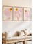 3 Parça Pastel Tropik Huzur Konsepli Ahşap Çerçeve Görünümlü Mdf Tablo Seti 2