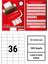 52.5x33mm Lazer Etiket | 1 Paket | 100 Sayfa | No: 36 | Ofis, Ambalaj, Etiketleme | Yapışkanlı 6