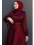 Saten Kemerli Elbise Koyu Bordo 5