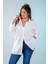 Kadın 210084 Büyük Beden Yanı Yırtmaçlı Gömlek Beyaz 7