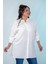 Kadın 210084 Büyük Beden Yanı Yırtmaçlı Gömlek Beyaz 8