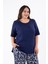 Kadın 333931 Keten Yanı Yırtmaçlı Bluz Lacivert 1