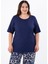 Kadın 333931 Keten Yanı Yırtmaçlı Bluz Lacivert 4