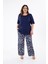 Kadın 333931 Keten Yanı Yırtmaçlı Bluz Lacivert 7