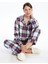 Yeni Sezon Gömlek Yaka Ekose Kadın Pijama Takımı 1