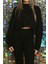 Kadın Baskılı Kuş Gözü Detaylı Kalın Şık Modern Crop Sweatshirt 1